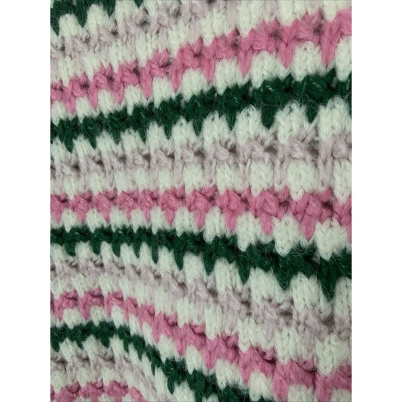 Zara Sweater Womens M Pink Striped Green Open Knit Short Sleeve Soft Cozy - Picture 5 of 7